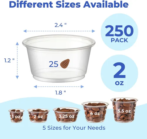 Miniatura 3 de Fit Meal Prep Paquete de 2500 Vasos de Condimentos de 1 oz Sin BPA Sin Tapas, Contenedores Desechables para Shots de Gelatina, Tazas Pequeñas