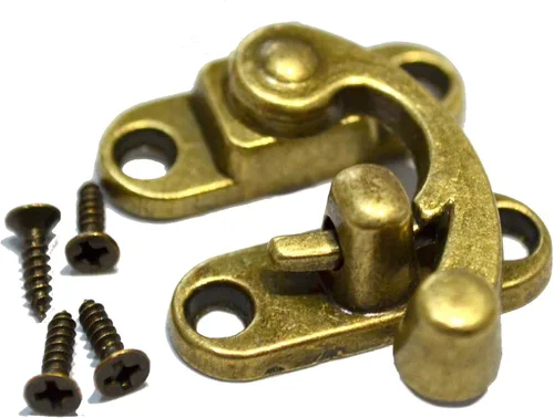 5 piezas de cierre de gancho vintage de bronce con cierre de bloqueo de oscilación decorativo antiguo a la derecha, cierre de palanca con tornillos