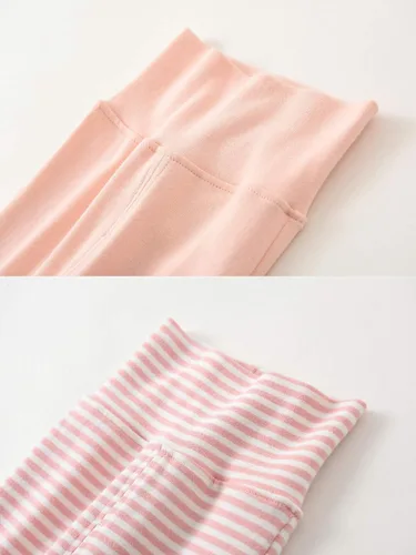 Miniatura 2 de Pantalones de algodón con pies de cintura alta para recién nacidos, para bebés de 0 a 12 meses, paquete de 3 unidades, 1 paquete