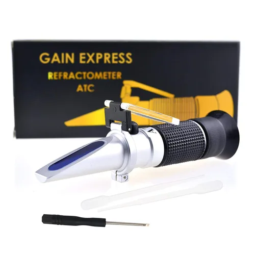 Miniatura 9 de 3 en 1 refractómetro de miel Brix/humedad/Baume Tester Meter ATC, Tri-Scale 58-90%/12-27%/38-43Be', nivel de contenido de agua de azúcar, jarabe