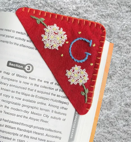 Miniatura 13 de Marcapáginas de esquina bordadas a mano personalizadas, Marcadores para mujeres, Marcador personalizado para los amantes de los libros, lindo Verde
