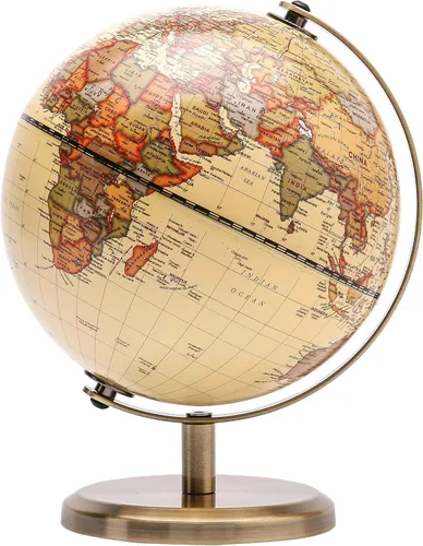 Miniatura 10 de Annova Globo antiguo de 5.5 pulgadas de diámetro – Decoración de escritorio educativa/geográfica/moderna – Arco y base de acero inoxidable