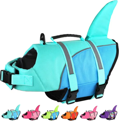 Miniatura 23 de Doglay Chaleco salvavidas para perro, tejido antidesgarros Ripstop, lindo chaleco salvavidas para perros con flotabilidad superior y asa de rescate