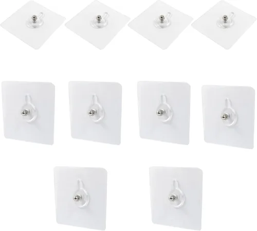 Miniatura 2 de Hitefu 10 ganchos autoadhesivos sin clavos, ganchos de pared resistentes para colgar, adhesivos sin tornillos para montaje en pared, ganchos