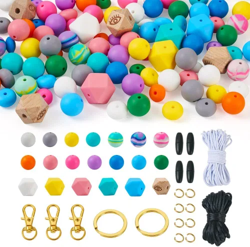 Miniatura 8 de Cuentas de silicona para hacer llaveros, cuentas de silicona con estampado de leopardo, cuentas de silicona hexagonales octágonas con cuentas