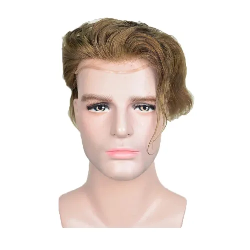 Miniatura 5 de Toupee para hombres con sistema de cabello humano para hombres, 8 x 10 pulgadas, gorra de encaje francés suave con 2 pulgadas claramente