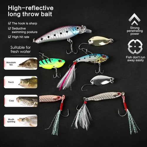 Miniatura 3 de Juego de caña de pescar plegable, 6.9 ft/6.89 pies con 2 carretes giratorios, 2 juegos de señuelos, línea de 328.1 ft, bolsa de transporte - agua