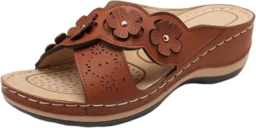 Miniatura 153 de Ladmiple Sandalias ortopédicas florales de moda 2023 con soporte de arco, zapatillas romanas casuales con puntera abierta