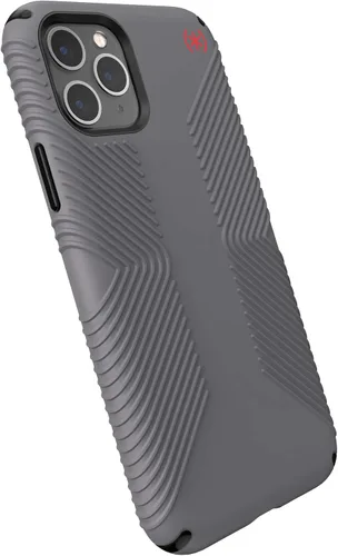 Speck Productos Presidio2 Grip - Funda compatible con iPhone 11 Pro, gris grafito/gris catedral/negro/rojo sangre