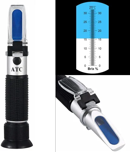 Miniatura 2 de 0-32% Brix Refractómetro para medir el contenido de azúcar y fluidos de trabajo del metal con ATC diseñado para emulsiones de azúcar de frutas