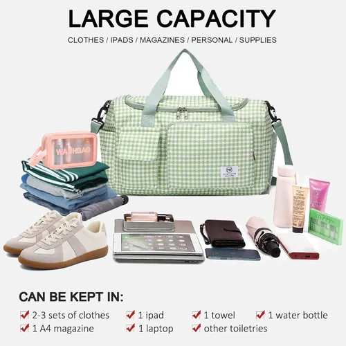 Miniatura 433 de Pequeña bolsa de gimnasio para mujer, bolsa de viaje con compartimento para zapatos