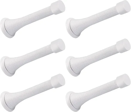 Miniatura 11 de Paquete de 18 topes de resorte para puerta, color blanco, topes flexibles de 3-1/4 pulgadas con puntas de parachoques de goma blanca