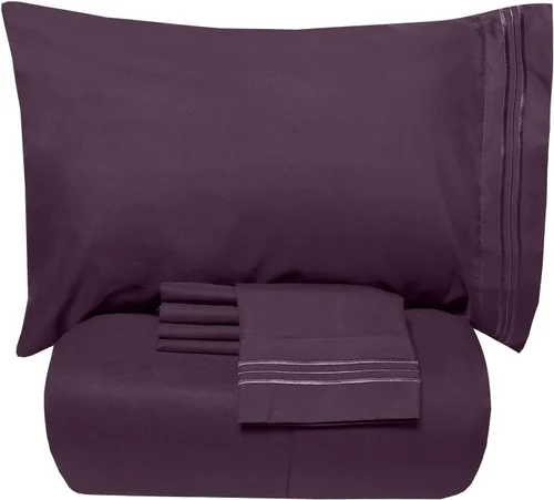 Miniatura 9 de Sweet Home Collection - Lujoso juego de sábanas y edredón de 5 piezas de color sólido para cama, en una bolsa, Agua (Aqua), gemelo