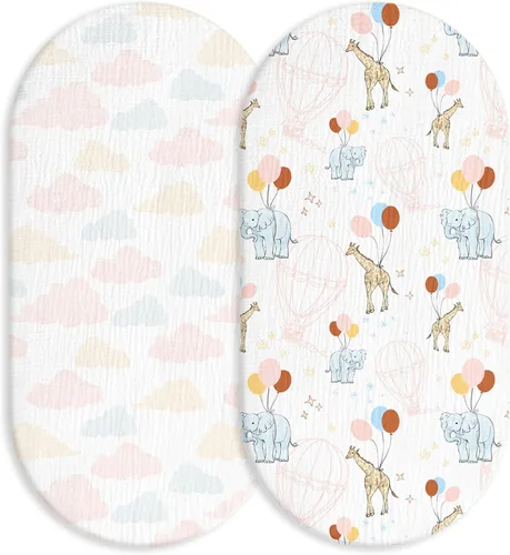 Miniatura 21 de Sábanas bajeras de muselina para moisés, paquete de 2 para bebé niño y niña, juego de sábanas suaves, transpirables y elásticas para bebé/colchón