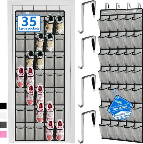 Miniatura 13 de Organizador de zapatos sobre la puerta, 2025 mejorado, organizador de zapatos, 35 bolsillos enormes, organizador de zapatos sobre la puerta