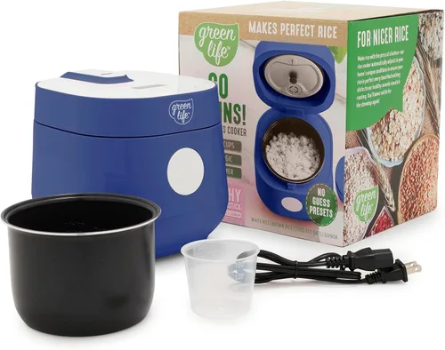 Miniatura 14 de GreenLife Arrocera digital, 2 tazas sin cocinar/4 tazas cocidas, olla de cerámica antiadherente extraíble sin PFAS, preajustes de un solo toque