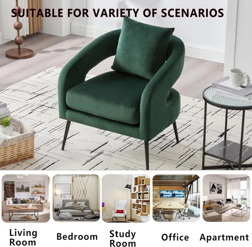 Miniatura 5 de Juego de 1 sofá biplaza pequeño y 2 sillas decorativas, juego de sofá y sillón de 3 piezas para sala de estar, moderno sofá de terciopelo con silla