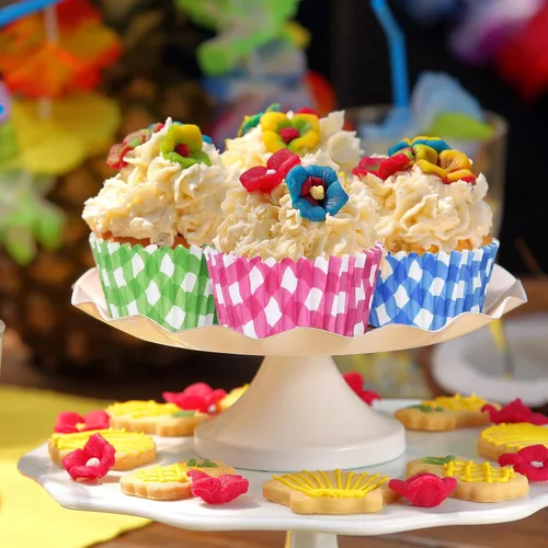 Miniatura 6 de Whaline 600 forros para cupcakes a cuadros de búfalo, coloridos envoltorios de cupcakes a cuadros para hornear muffins para baby shower, boda