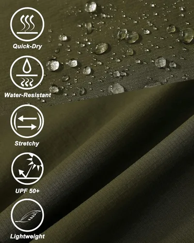 Miniatura 6 de Pantalones cortos de senderismo elásticos de secado rápido para hombre, pantalones cortos de trabajo ligeros, 6 bolsillos para ciclismo, viajes