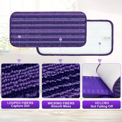 Miniatura 2 de Almohadillas catiónicas actualizadas e innovadoras para Swiffer Wet Jet y la mayoría de trapeadores de velcro de 10, 11 y 12 pulgadas, reemplazo