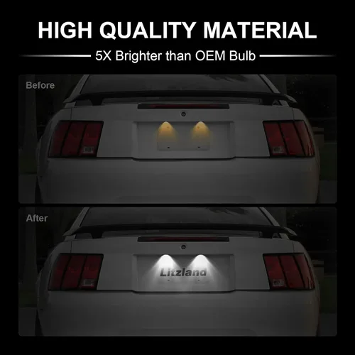 Miniatura 2 de litzland Conjunto de 2 luces LED para placa de matrícula compatible con Ford Mustang 1994 1995 1996 1997 1998 1999 2000 2001 2002 2003 2004 Canbus