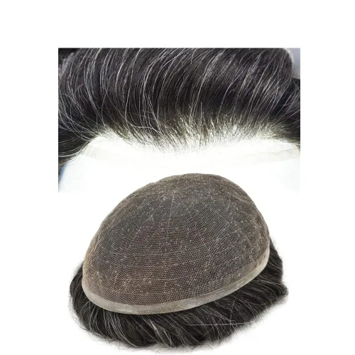 Miniatura 22 de Extensiones de cabello suizo completo para hombre, sistema de reemplazo de cabello humano europeo para hombres