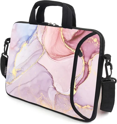 Miniatura 11 de Funda para laptop de 15.6 pulgadas, estuche para chromebook, correa de hombro ajustable con asa, bolsillo para accesorios (Galaxias azules)