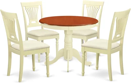 Miniatura 7 de East West Furniture ANPL3-BLK-W Juego de muebles de comedor de 3 piezas contiene una mesa de cocina redonda con pedestal y 2 sillas de comedor, 36 x