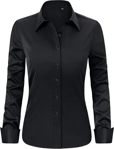 J.VER - Camisas de vestir para mujer, diseño de manga larga, con botones, antiarrugas, blusa de trabajo unicolor