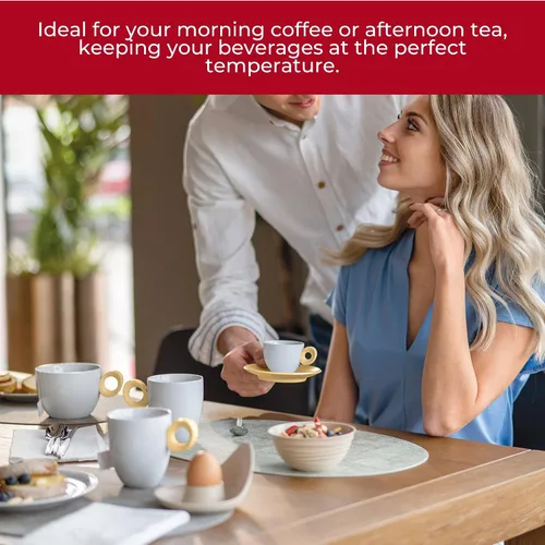 Miniatura 5 de Guzzini Taza diaria con asa, juego de 4 (verde ácido), porcelana y plástico, apta para microondas y lavavajillas, sin BPA, novedosa taza de café