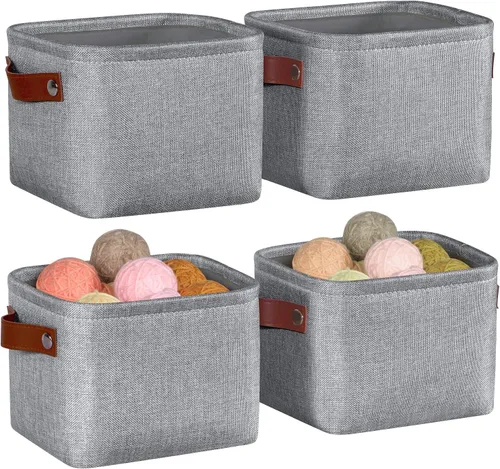 Miniatura 9 de Canastas de almacenamiento de tela pequeñas, 15 x 6 x 5 pulgadas canastas de almacenamiento estrechas, paquete de 4 canastas de almacenamiento