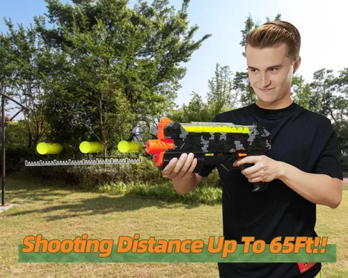 Miniatura 5 de YTSWELE Pistola Blaster con gafas protectoras con pistón de resorte y 100 rondas para hasta 110 FPS compatible con dardos Nerf Hyper Rounds, fácil