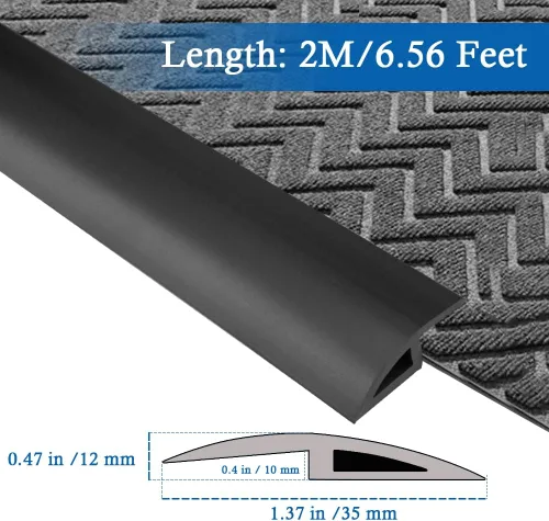 Miniatura 2 de Tira de transición de suelo autoadhesiva para alfombras y pisos, tira de borde de PVC para transición de umbral adecuada para umbral de altura Negro