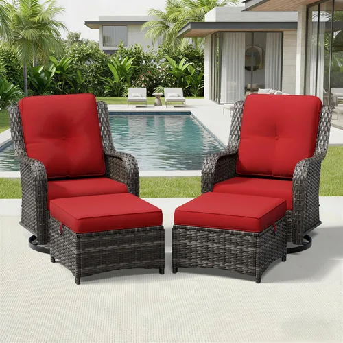 Miniatura 43 de Joyside Juego de sillas de mimbre para patio, juego de 3 piezas de mimbre para exteriores con 2 sillas reposabrazos y 1 mesa auxiliar para terraza