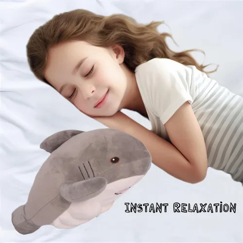 Miniatura 2 de Animal de peluche de tiburón muscular, lindo juguete de peluche 3D de tiburón muscular, regalos para niños, 13.8 pulgadas (gris)