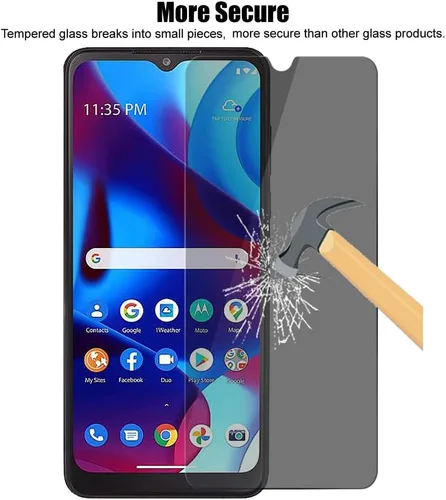 Miniatura 4 de (3+3) Protector de pantalla de privacidad de vidrio templado para Motorola Moto G Pure (3+3) con protector de lente de cámara, antiarañazos