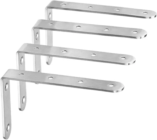 Miniatura 10 de Deezio Soporte de esquina de acero inoxidable resistente, soporte de ángulo para juntas, níquel cepillado, paquete de 4 (3.937 x 3.937 x 0.118 in)