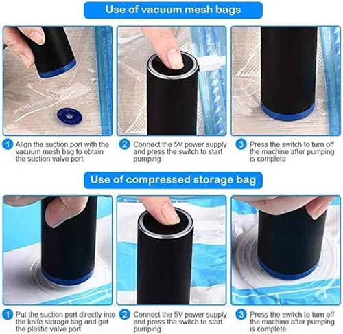 Miniatura 5 de Mini Automatic Vacuum Machine Pump for Portable Traveling Home Storage Bag Clothes Food Sous Vide Vacuum Sealer Packaging Packer (Black)