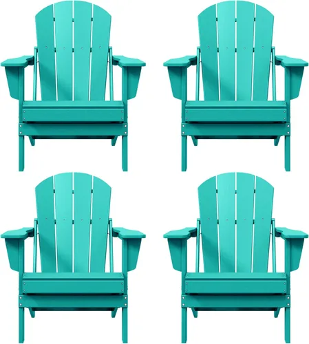 Miniatura 40 de HDPE Laguna Silla Adirondack plegable de polietileno (juego de 2), teca