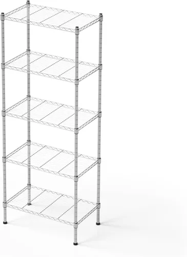 Miniatura 9 de Estantería de 4 niveles, capacidad de 80 kg por estante, altura ajustable, estantes estrechos de almacenamiento, estanterías de metal resistentes