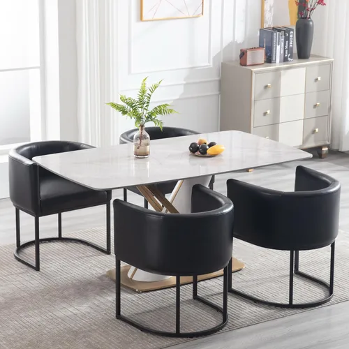 Miniatura 3 de RIVOVA Silla de Comedor Tapizada, Sillón Lateral Moderno Tipo Barril Tapizado, Sillas de Comedor Tapizadas, Cómodo Sillón, Silla Lateral de Cocina