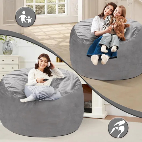 Miniatura 3 de Homguava - Sillón puff de 4 pies Sillón estilo puff grande de 4 pulgadas con relleno de espuma viscoelástica, sofá suave con funda de terciopelo