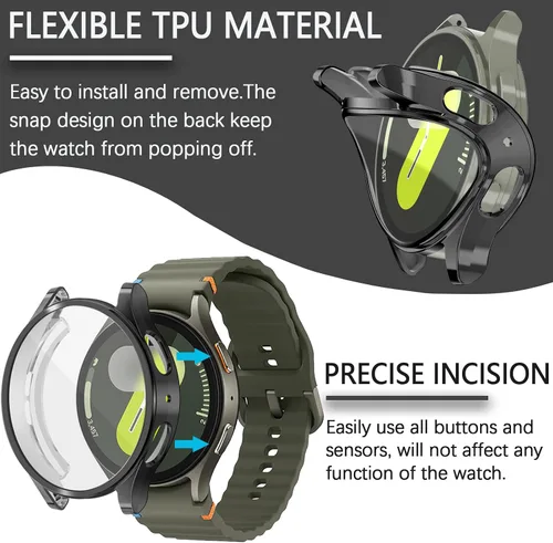 Miniatura 7 de Funda para Samsung Galaxy Watch 7 de 1.575 pulgadas, protector de pantalla flexible y suave de TPU para accesorios Galaxy Watch 7