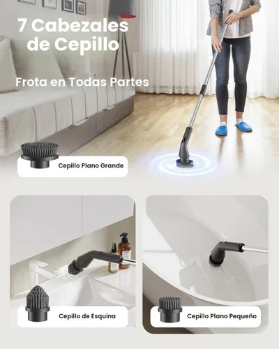 Miniatura 4 de Cepillo de Limpieza Eléctrico Giratorio, Cepillo de Limpieza Inalámbrico 2025 Nuevo para el Hogar, Limpiador de Giro Impermeable IPX7 con 7