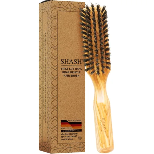 SHASH Cepillo de pelo 100% de cerdas de jabalí de primer corte, adecuado para cabello fino a normal, acondiciona naturalmente el cabello, mejora la