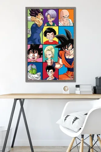 Miniatura 6 de Trends International Dragon Ball Z - Póster de pared con cuadrícula, 22.375 x 34 pulgadas, versión enmarcada de madera de granero