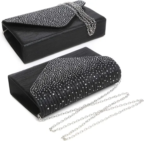 Miniatura 3 de Dasein Bolso de noche de satén para mujer bolso de mano con diamantes de imitación bolso de boda graduación bolso formal para fiesta de cóctel
