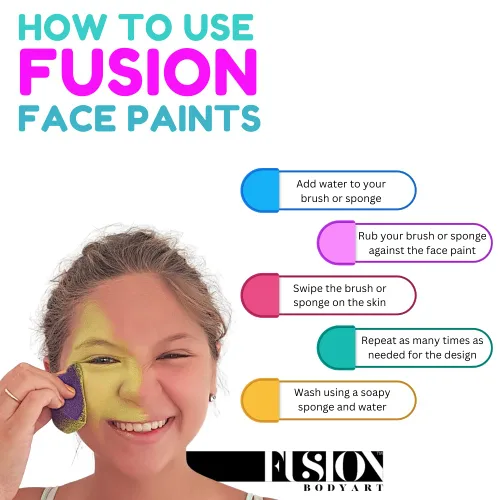 Miniatura 4 de FUSION BODY ART Paleta de pintura facial de calidad, kit de carnaval, hipoalergénico, seguro y no tóxico, kit de pintura facial de maquillaje