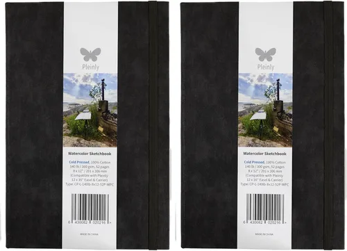 Miniatura 13 de Pleinly Cuaderno de bocetos de acuarela 100% algodón, prensa en frío, 8 x 12 pulgadas, grande, 140 libras (10.58 oz/m²), 26 hojas de retrato, papel