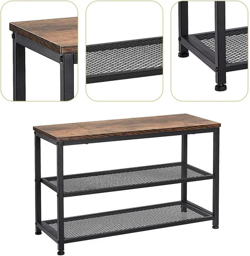 Miniatura 6 de Banco de zapatos, zapatero de madera de 3 niveles, estantes de colocación con asiento para entrada, sala de estar y pasillo